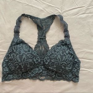 Padded Gray Lace Racerback Bralette